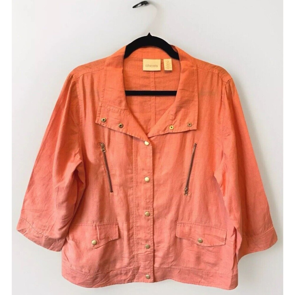 Chico's Coral Orange Utility Jacket